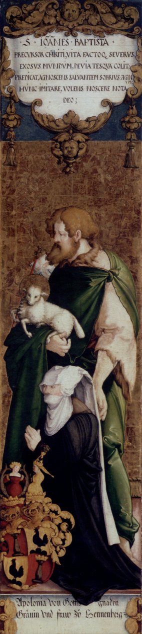 St. Johannes Kastaja lahjoittajan Apollonia von Hennebergin kanssa tekijältä Master of Messkirch