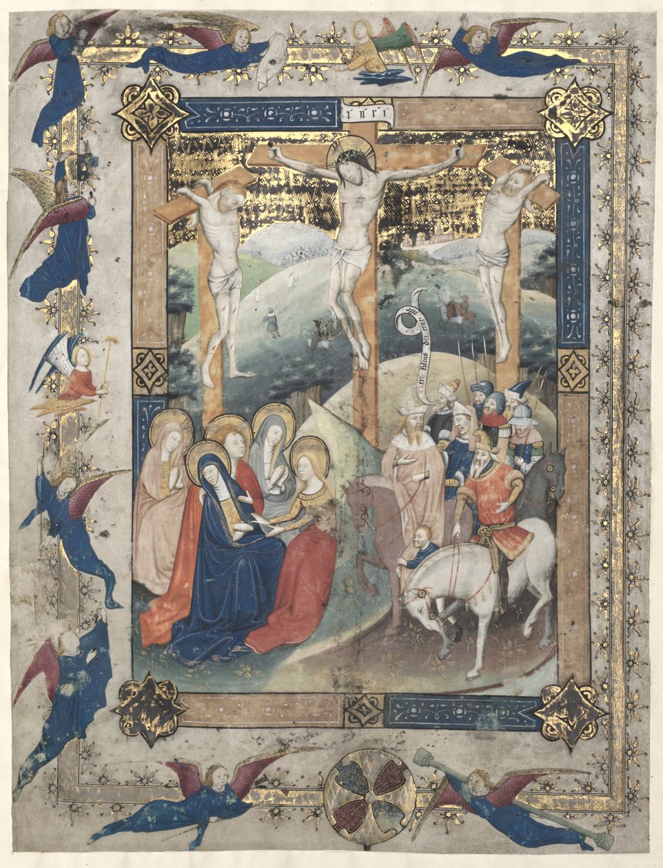 Lehti messukirjasta: Messun kaanonin ristiinnaulitseminen, n. 1440-1450. tekijältä Master of Otto van Moerdrecht