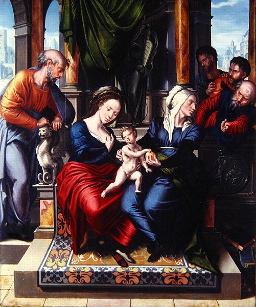 Pyhä perhe (öljy paneelissa) tekijältä Master of Paul and Barnabas