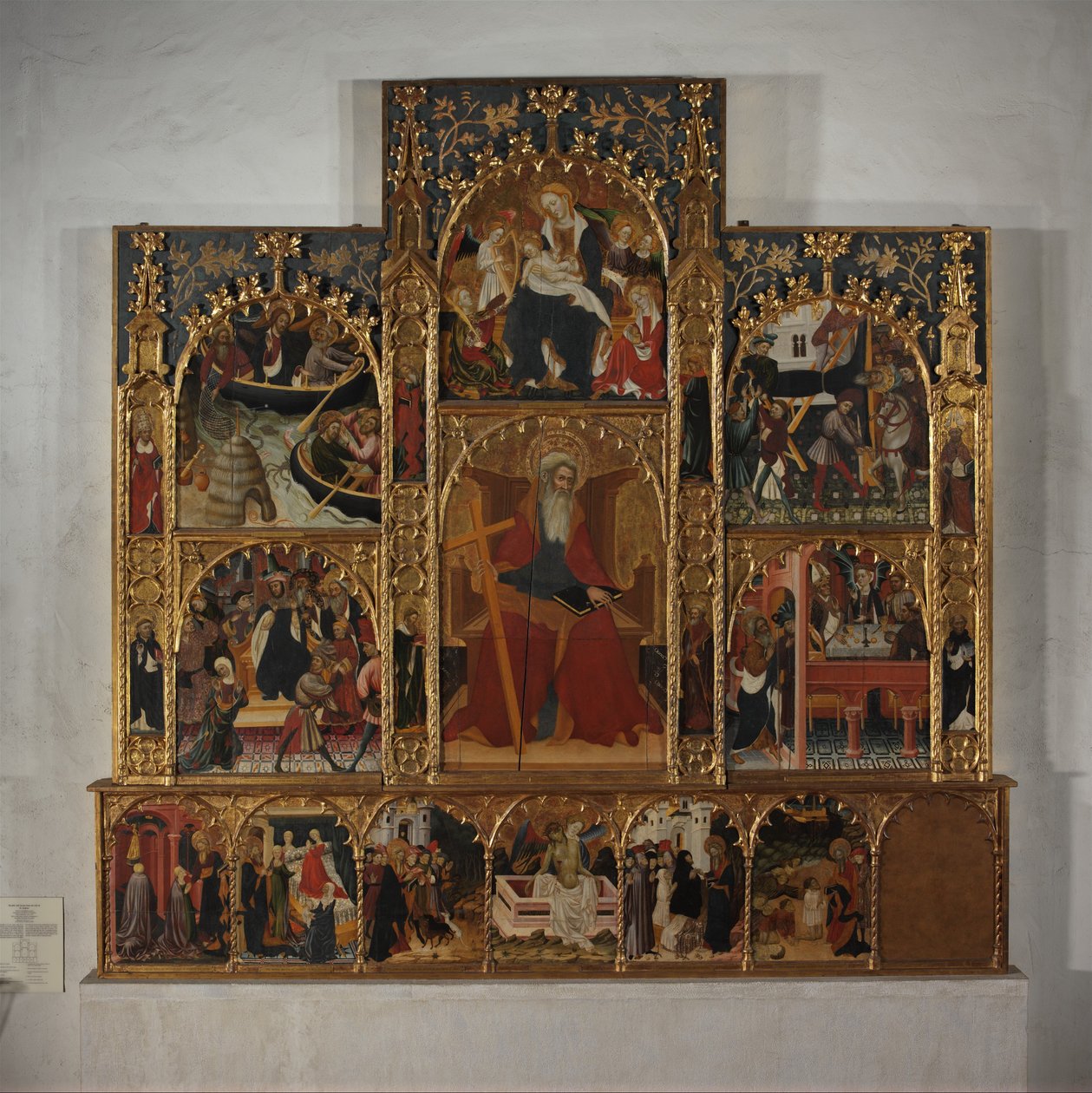 Retable ja kohtauksia Pyhän Andreaksen elämästä, n. 1420-30. tekijältä Master of Roussillon