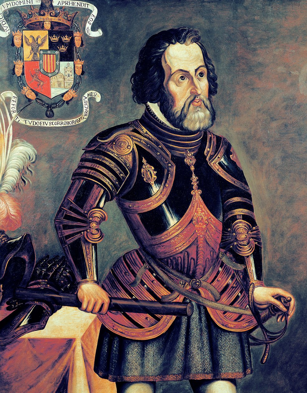 Hernando Cortes (1485-1547) (kopio alkuperäisestä) tekijältä Master of Saldana