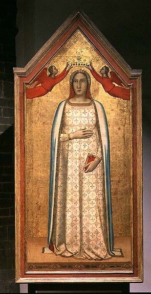 Kahden enkelin kruunaama Madonna, joka tunnetaan nimellä "La Ninna", n. 1340 (tempera paneelissa) tekijältä Master of San Martino alla Palma