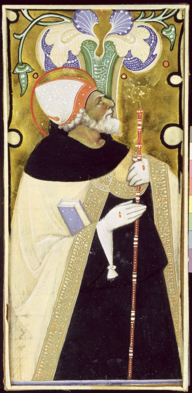 Historioitu alkukirjain "I", joka kuvaa Pyhää Augustinusta tekijältä Master of San Michele of Murano
