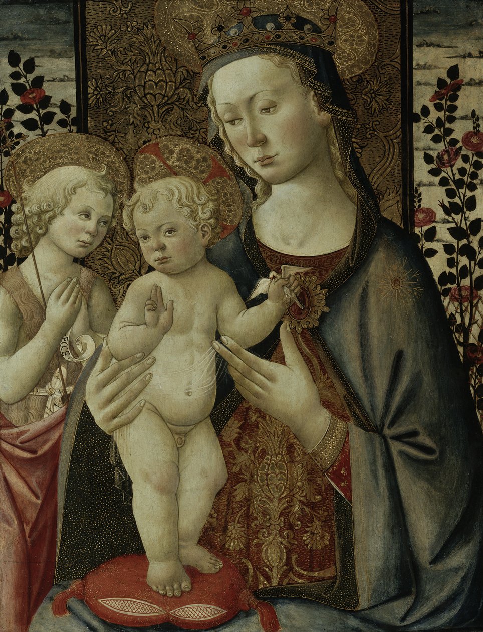 Neitsyt ja lapsi Pyhän Johanneksen lapsen kanssa, n. 1460 tekijältä Master of San Miniato