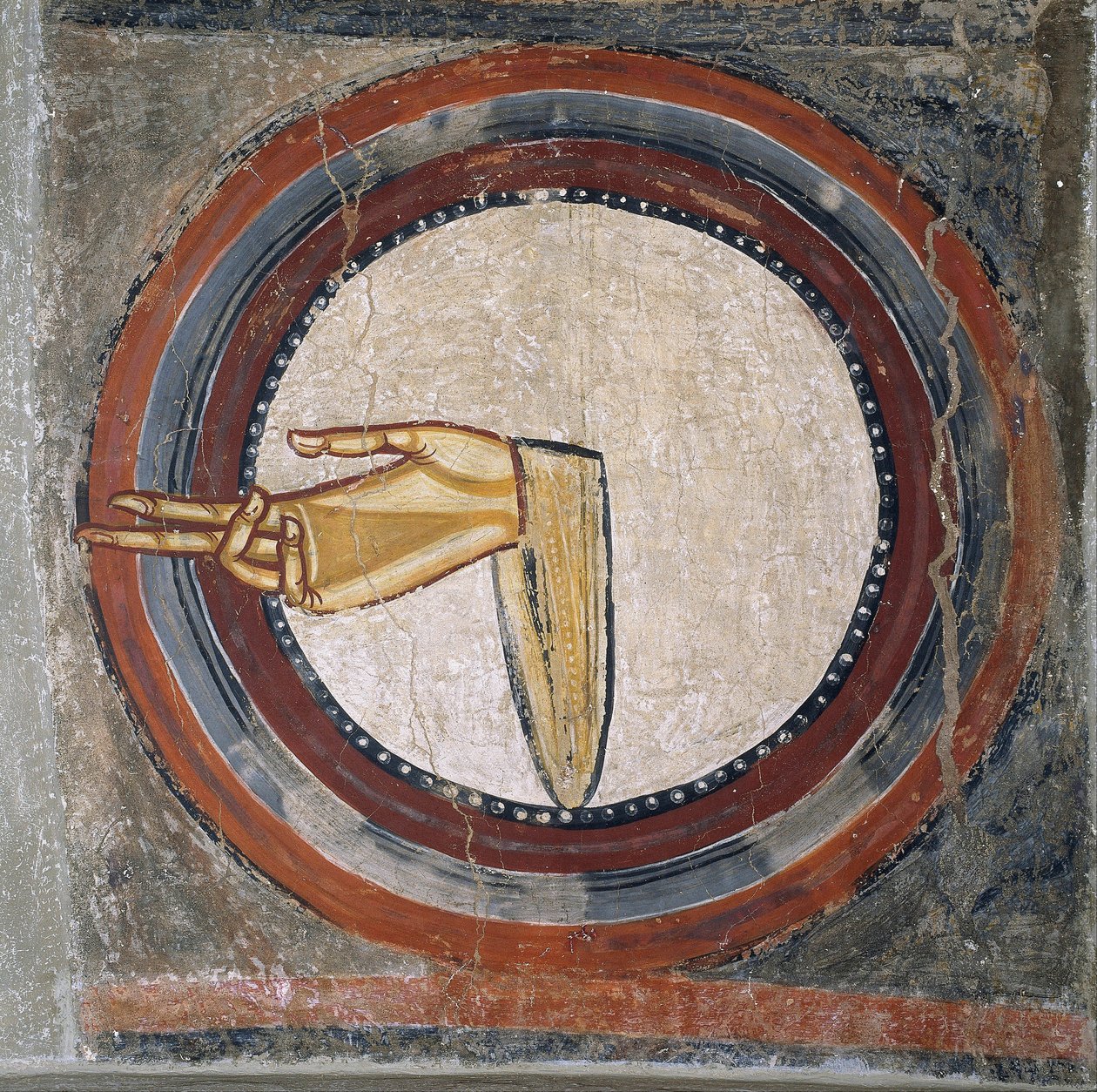 Jumalan käsi (Sant Climent de Tauellista) - Tahullin mestari (Sant Climent de Tauellin mestari) (aktiivinen 1100-luku) - 1100-luku - Fresko - 95x100 - Museu Nacional d