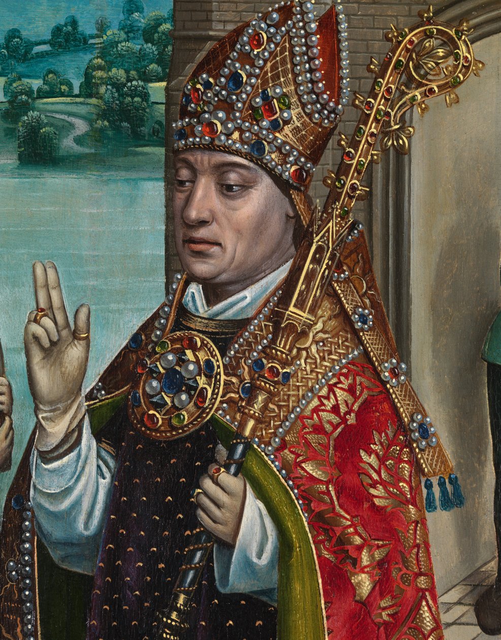 Yksityiskohta viljan ihmeestä, Pyhän Nikolauksen alttaritaulusta, n. 1486-1493 (öljy paneelissa) tekijältä Master of The Legend of St. Lucy