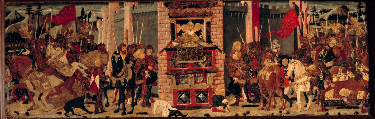 Yläkerrassa Didon vastaanottaa Eneen Troijan lähettiläitä. Detrempe Master De Tournon De Sainte Croix