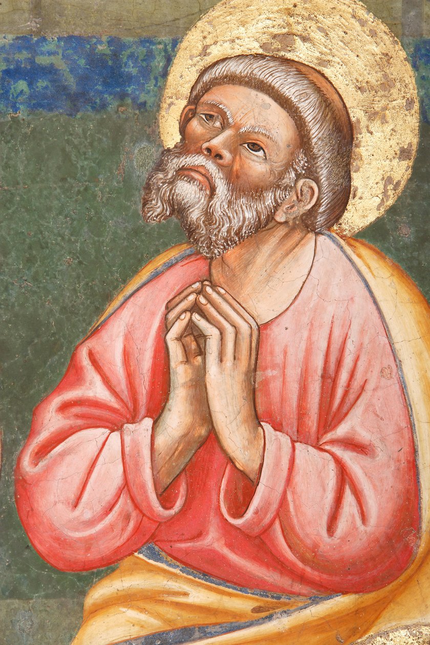 "Helluntai", Yksityiskohta rukoileva pyhimys, n.1420 (fresko) tekijältä Master of Vignola