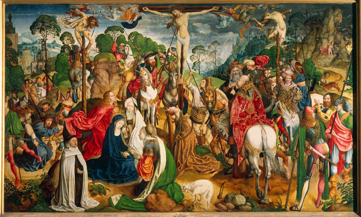 Alttaritaulu, joka esittää Kristuksen kärsimystä (öljy paneelissa) tekijältä Master of the Aachen Altar