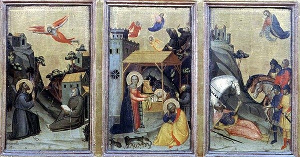 Pyhän Franciscuksen leima, Pyhän Paavalin syntymä ja kääntymys (tempera paneelissa) tekijältä Master of the Accademia Misericordia