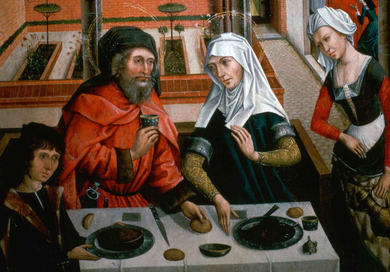 Yksityiskohta alttaritaulusta karmeliittikirkosta, 1400-luku tekijältä Master of the Barbara Legend
