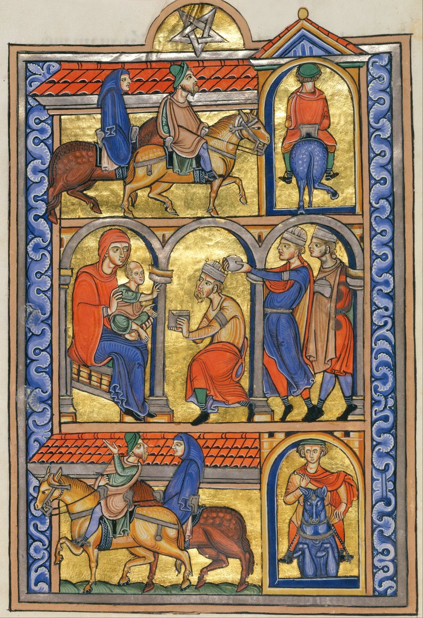Maagien palvominen tekijältä Master of the Berthold Sacramentary