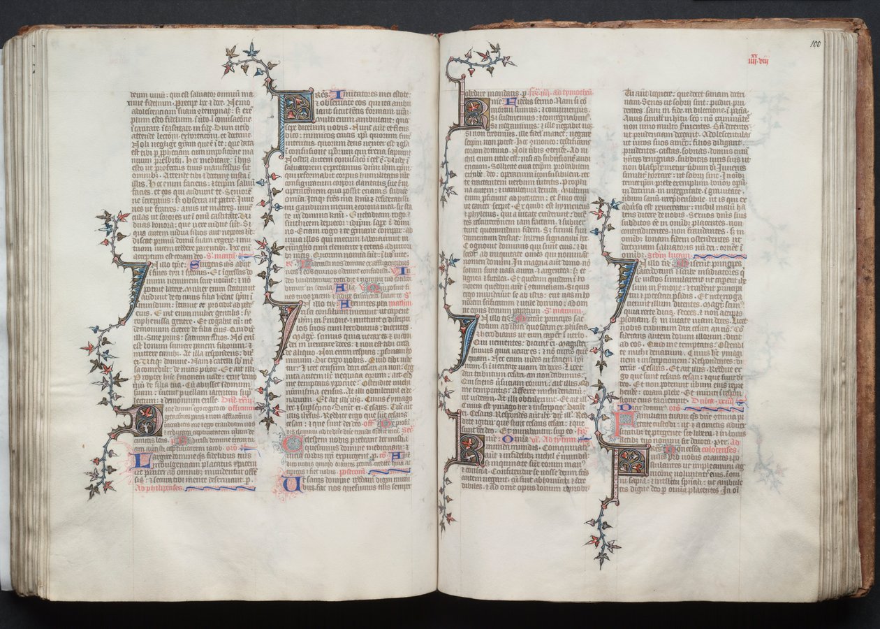 Gothan messali: Fol. 100r, Teksti, c. 1375. tekijältä Master of the Boqueteaux