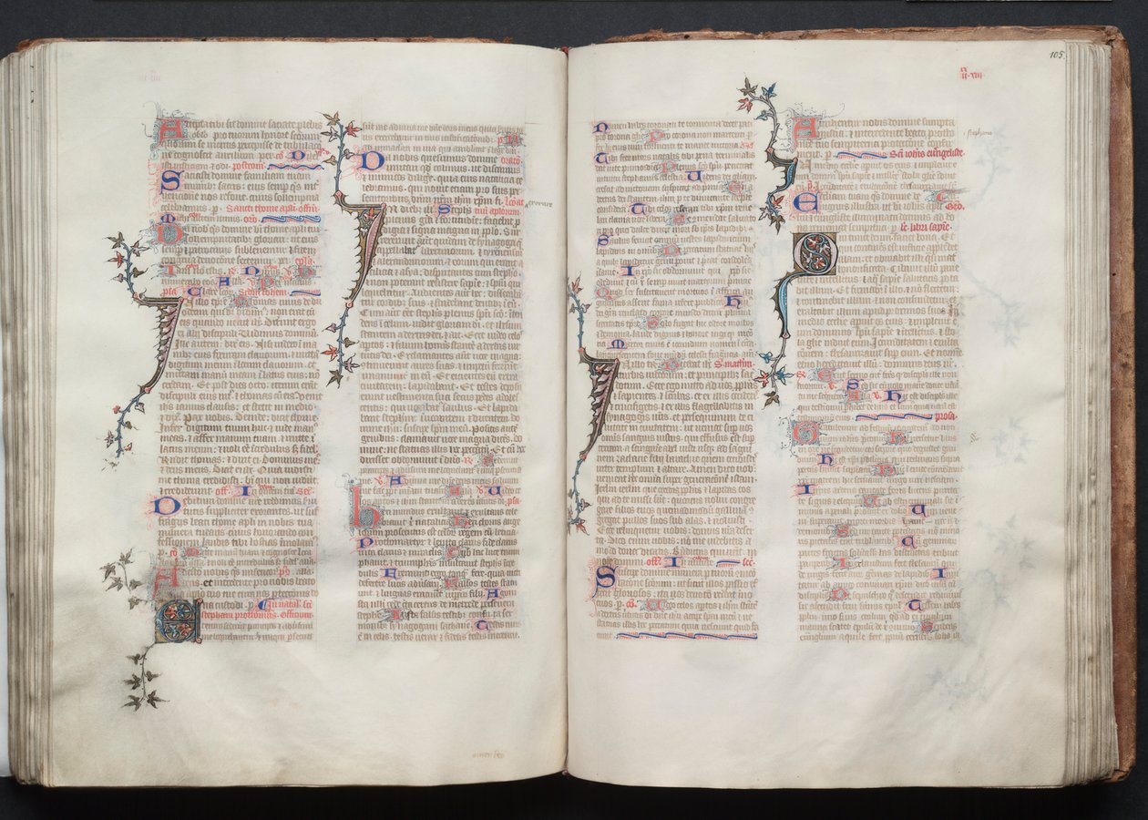 Gothan messali: Fol. 105r, teksti, c. 1375. tekijältä Master of the Boqueteaux