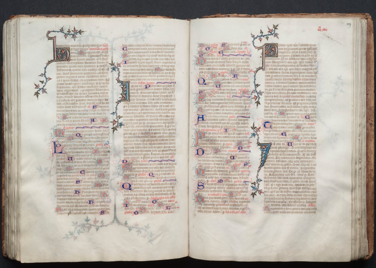Gothan messali: Fol. 109r, teksti, c. 1375. tekijältä Master of the Boqueteaux