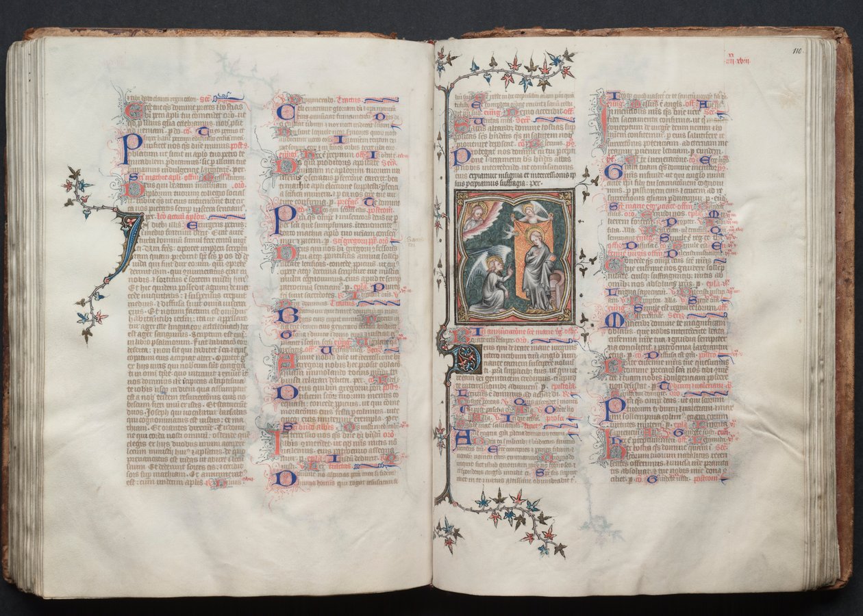 Gothan messali: Fol. 109v, teksti, c. 1375. tekijältä Master of the Boqueteaux