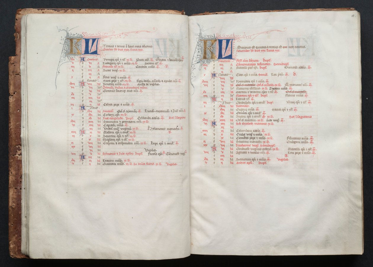 Gothan messukirja:  Fol. 10r, teksti tekijältä Master of the Boqueteaux