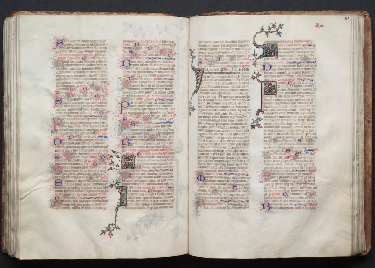 Gothan messali: Fol. 111r, teksti, c. 1375. tekijältä Master of the Boqueteaux