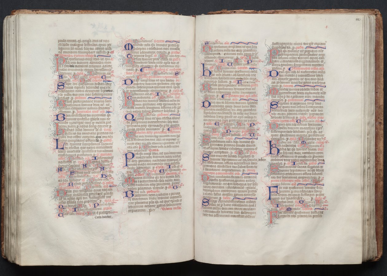 Gothan messali: Fol. 112r, teksti, c. 1375. tekijältä Master of the Boqueteaux