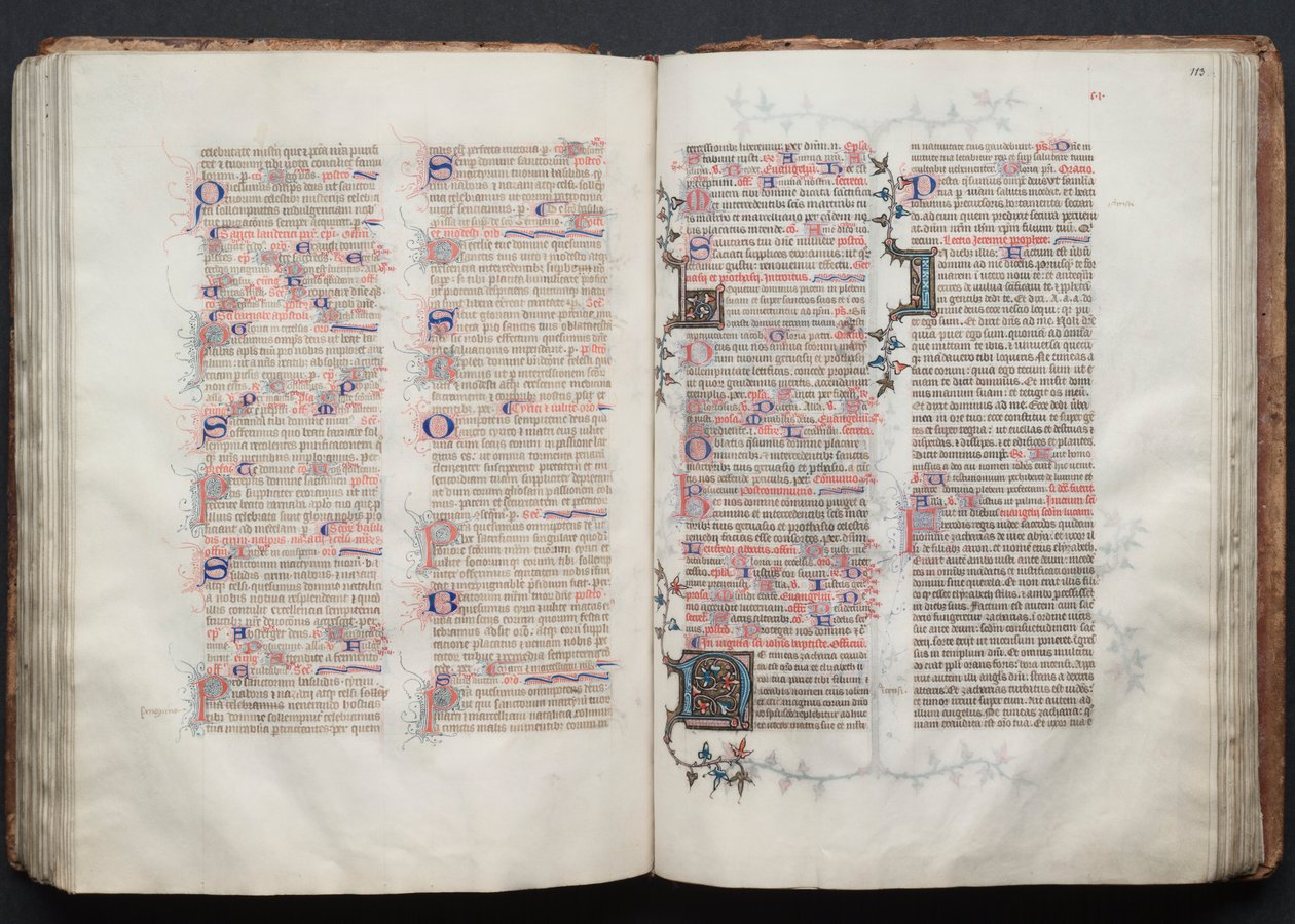 Gothan messali: Fol. 113r, teksti, c. 1375. tekijältä Master of the Boqueteaux