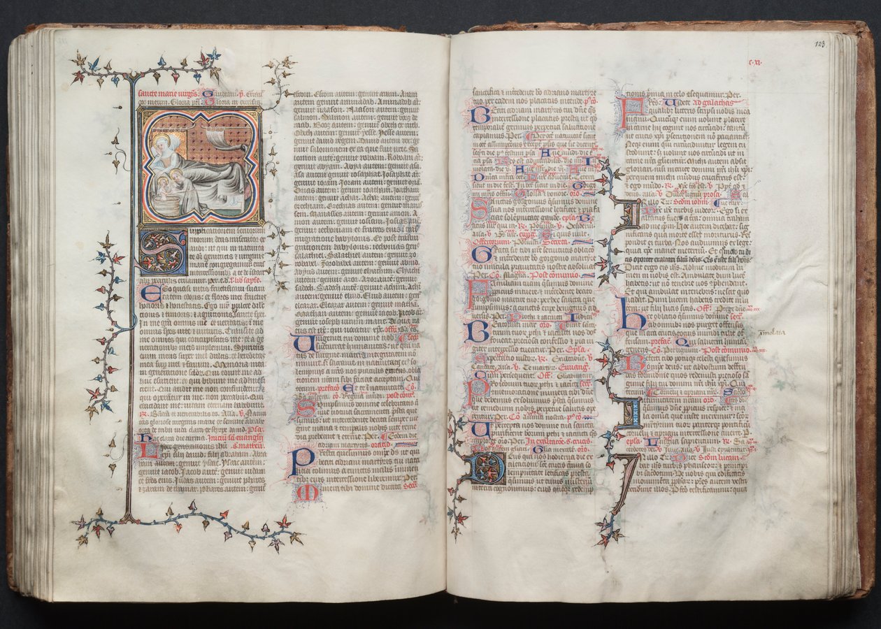 Gothan messali: Fol. 123r, teksti, c. 1375. tekijältä Master of the Boqueteaux