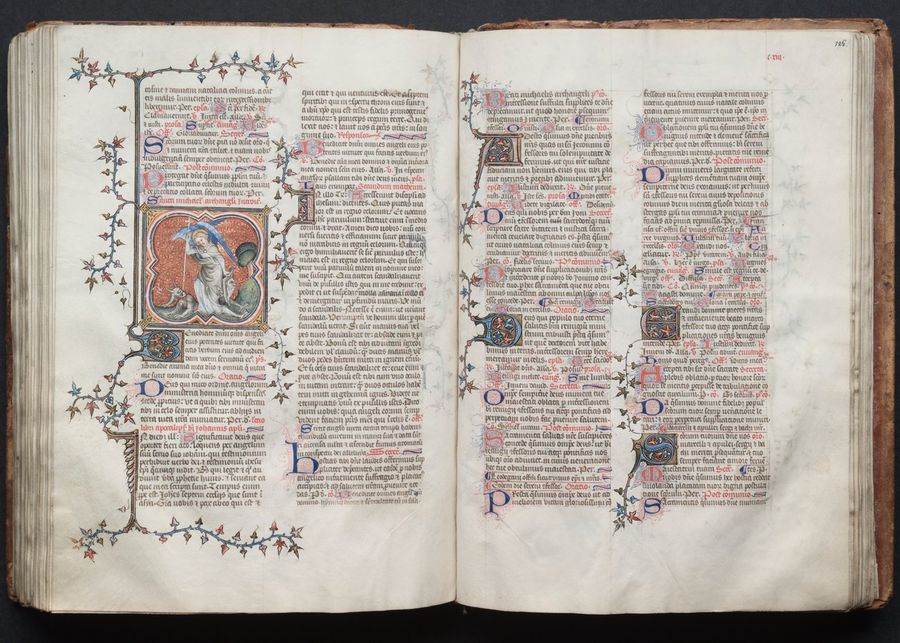 Gothan messali: Fol. 124v, Arkkienkeli Mikael, n. 1375. tekijältä Master of the Boqueteaux