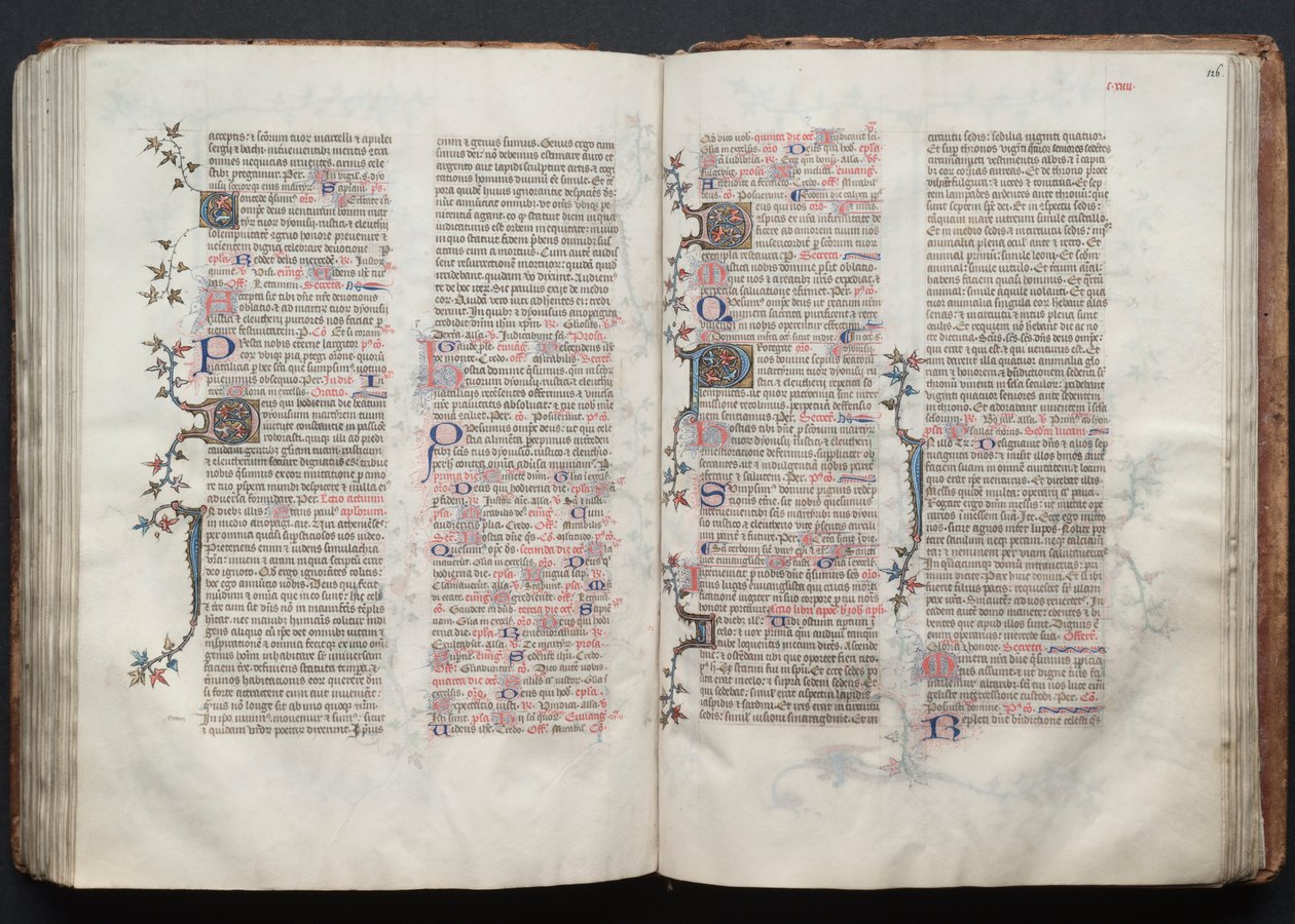 Gothan messali: Fol. 125v, teksti, c. 1375. tekijältä Master of the Boqueteaux