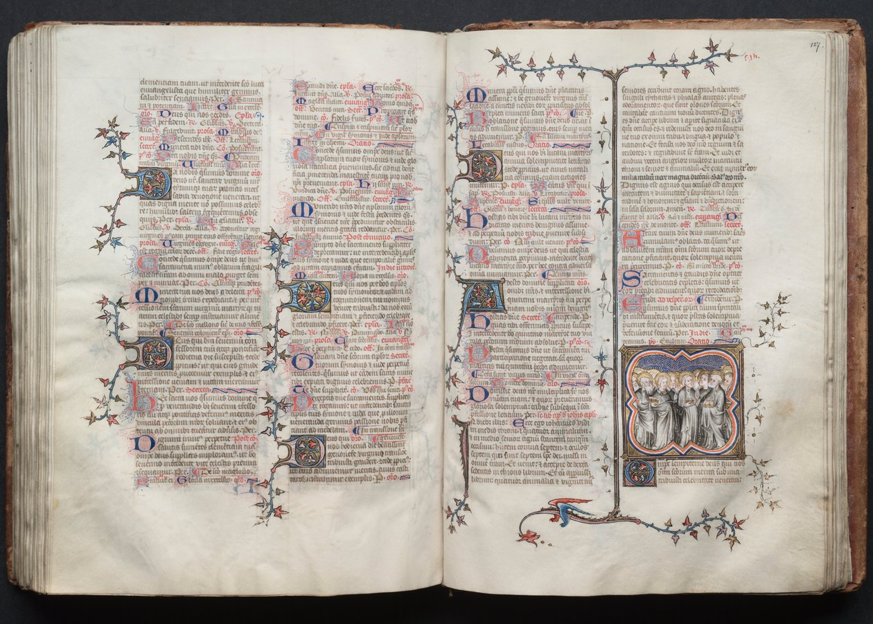 Gothan messali: Fol. 126v, teksti, c. 1375. tekijältä Master of the Boqueteaux