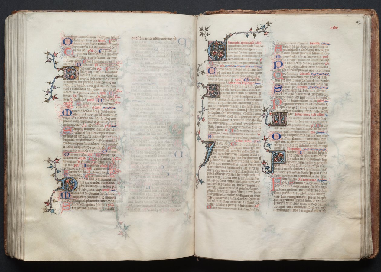 Gothan messali: Fol. 129r, Teksti, c. 1375. tekijältä Master of the Boqueteaux