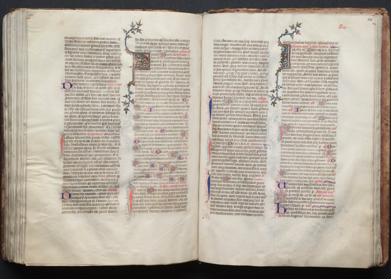 Gothan messali: Fol. 134v, teksti, c. 1375. tekijältä Master of the Boqueteaux