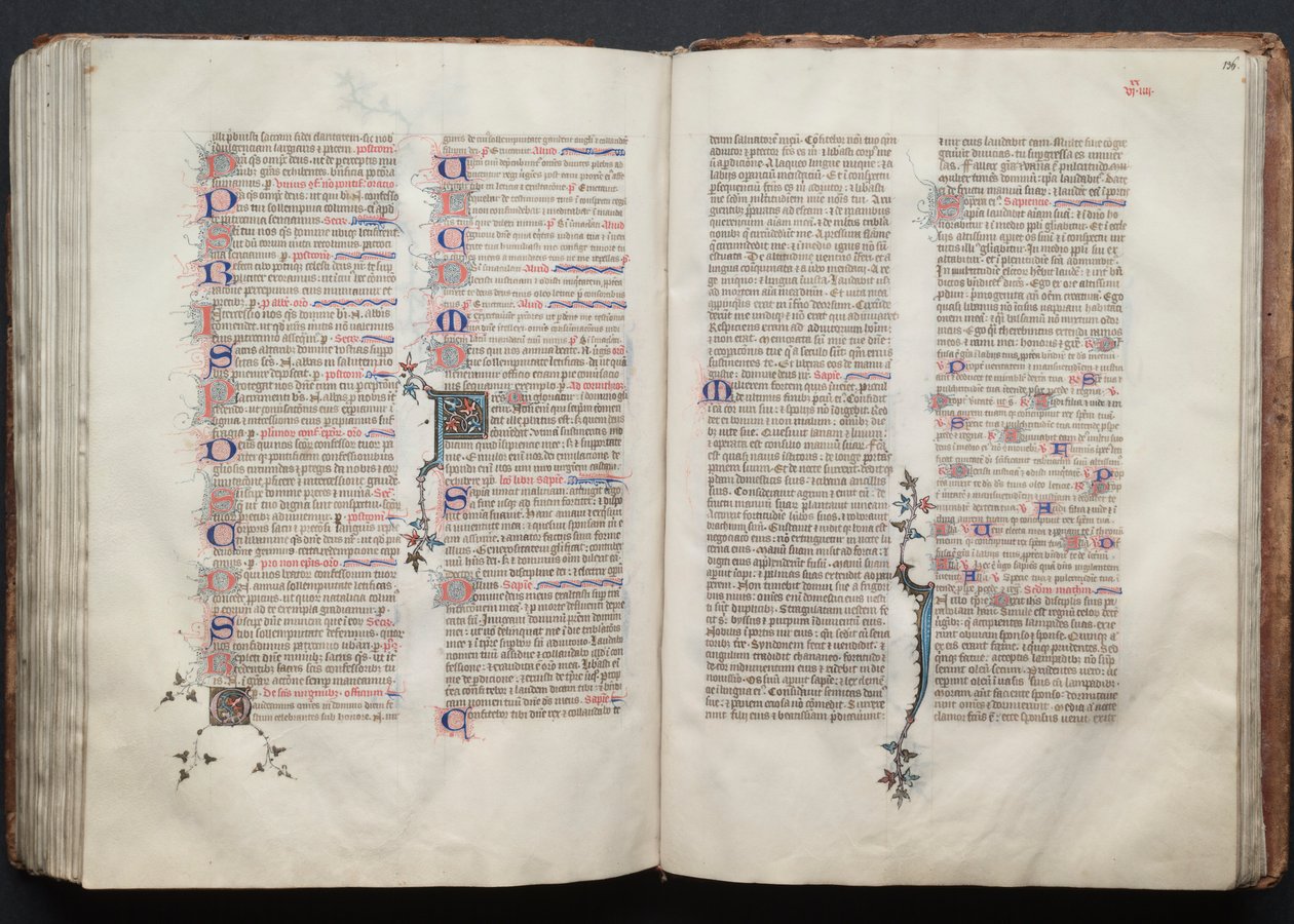 Gothan messali: Fol. 136r, teksti, c. 1375. tekijältä Master of the Boqueteaux
