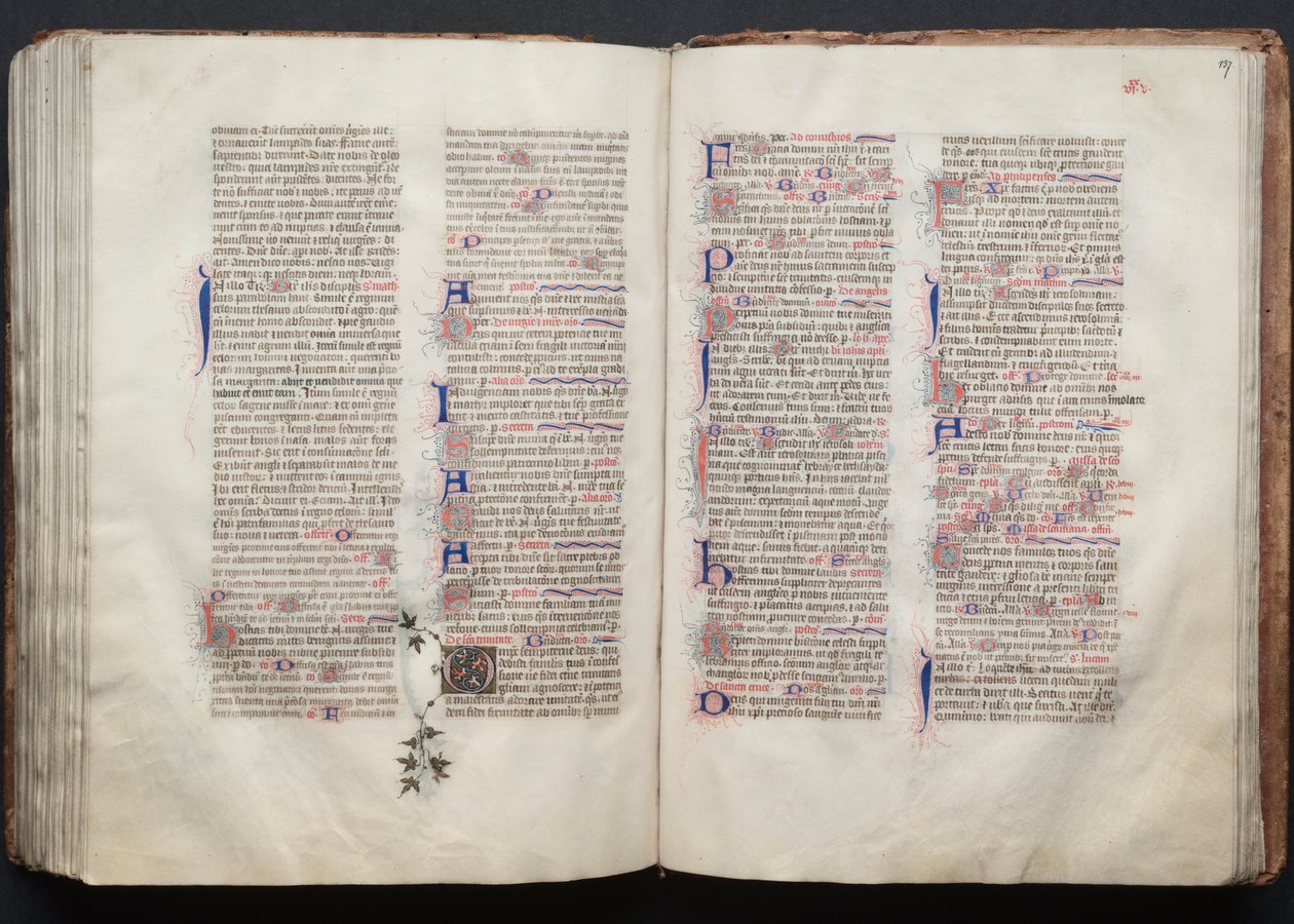 El Missal de Gotha: Fol. 137r, Text, c. 1375. finlandès tekijältä Master of the Boqueteaux