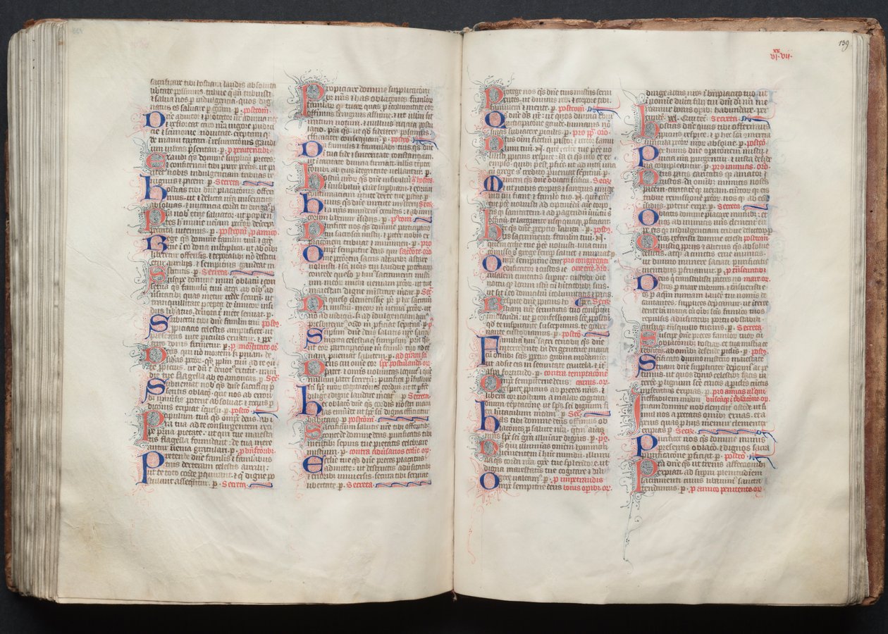 Gothan messali: Fol. 138v, teksti, c. 1375. tekijältä Master of the Boqueteaux