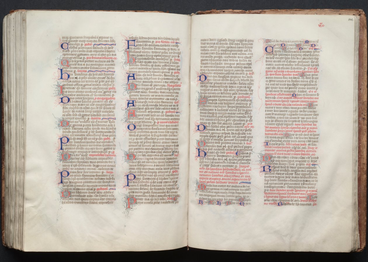 Gothan messali: Fol. 141v, teksti, c. 1375. tekijältä Master of the Boqueteaux