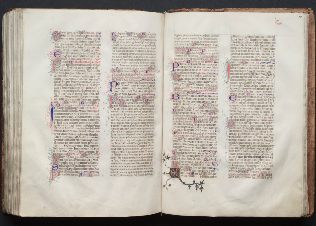 Gothan messali: Fol. 142v, teksti, c. 1375. tekijältä Master of the Boqueteaux