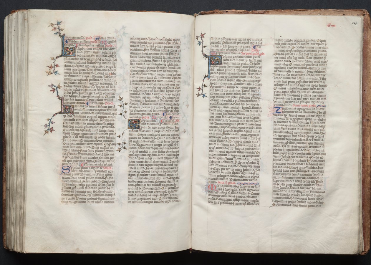 Gothan messali: Fol. 145r, teksti, c. 1375. tekijältä Master of the Boqueteaux