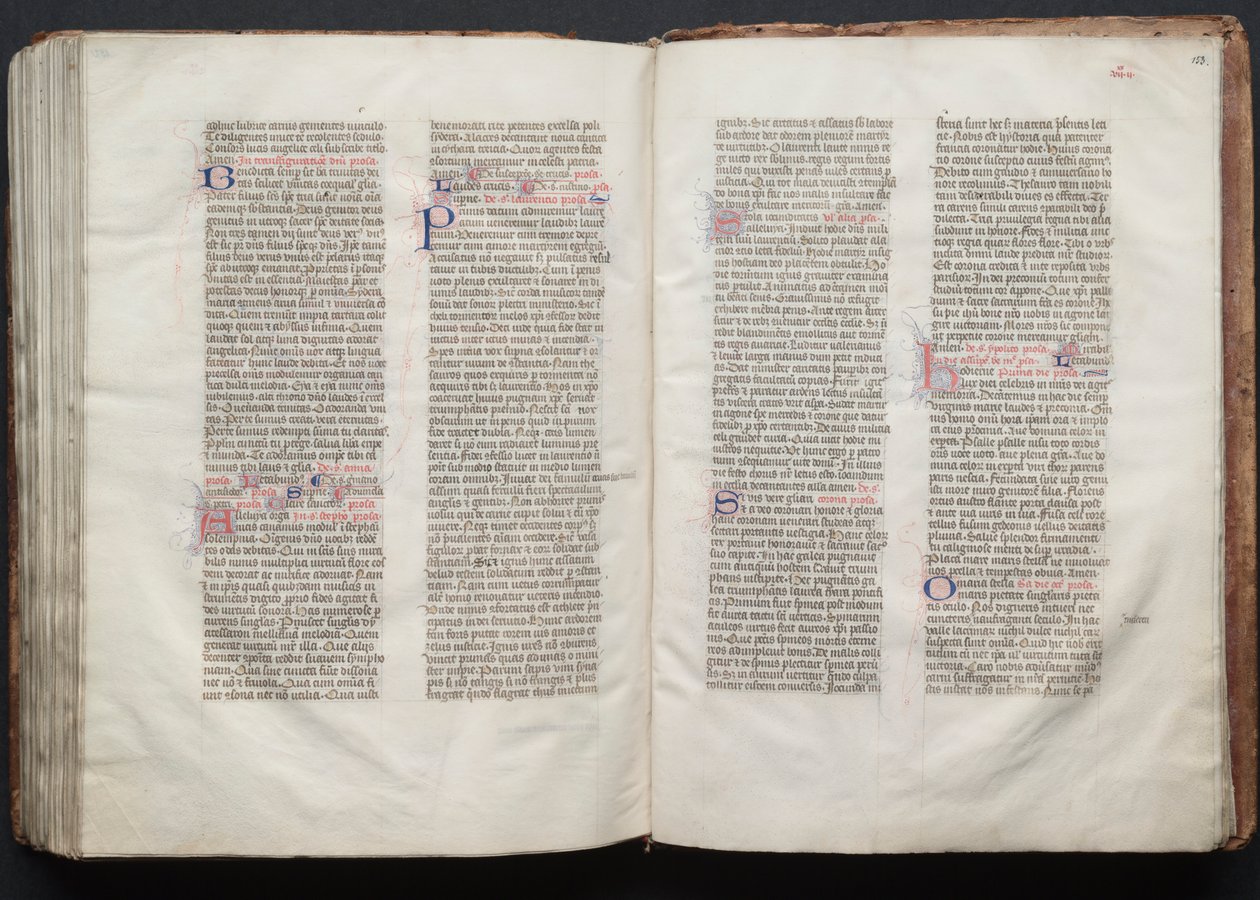 Gothan messali: Fol. 152v, teksti, c. 1375. tekijältä Master of the Boqueteaux
