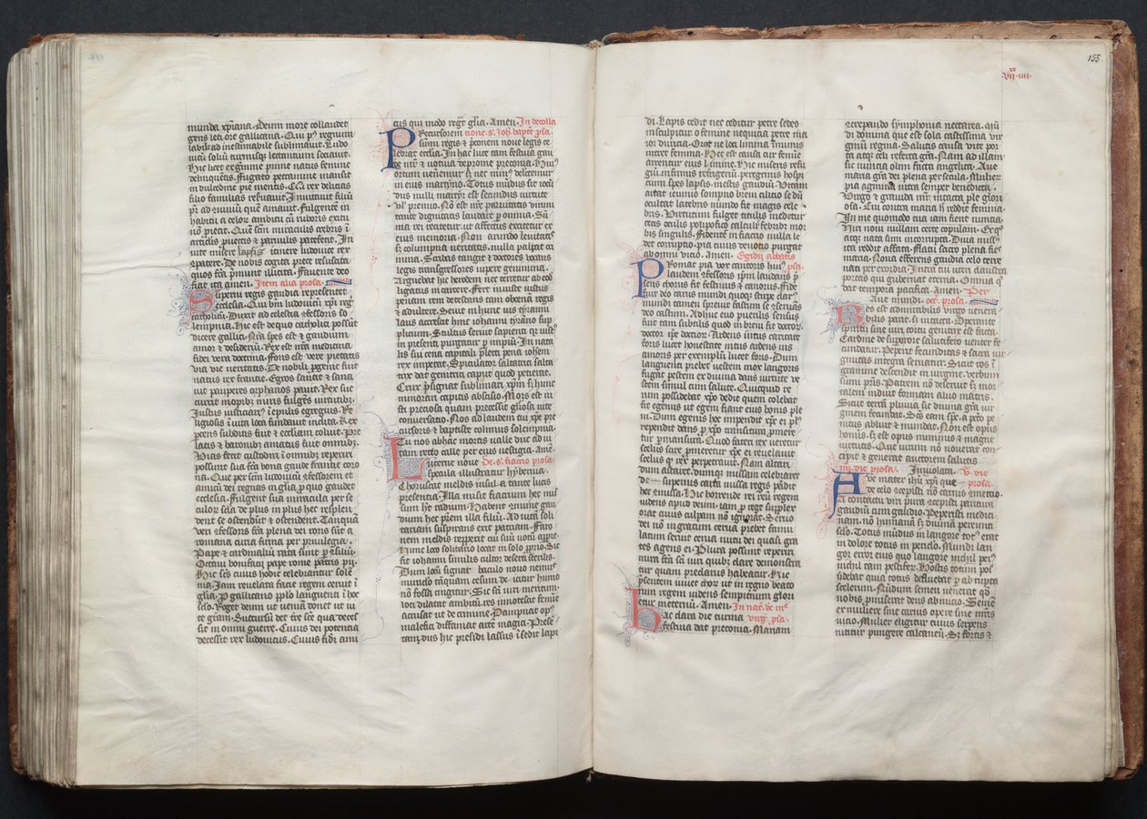 Gothan messali: Fol. 154v, teksti, c. 1375. tekijältä Master of the Boqueteaux
