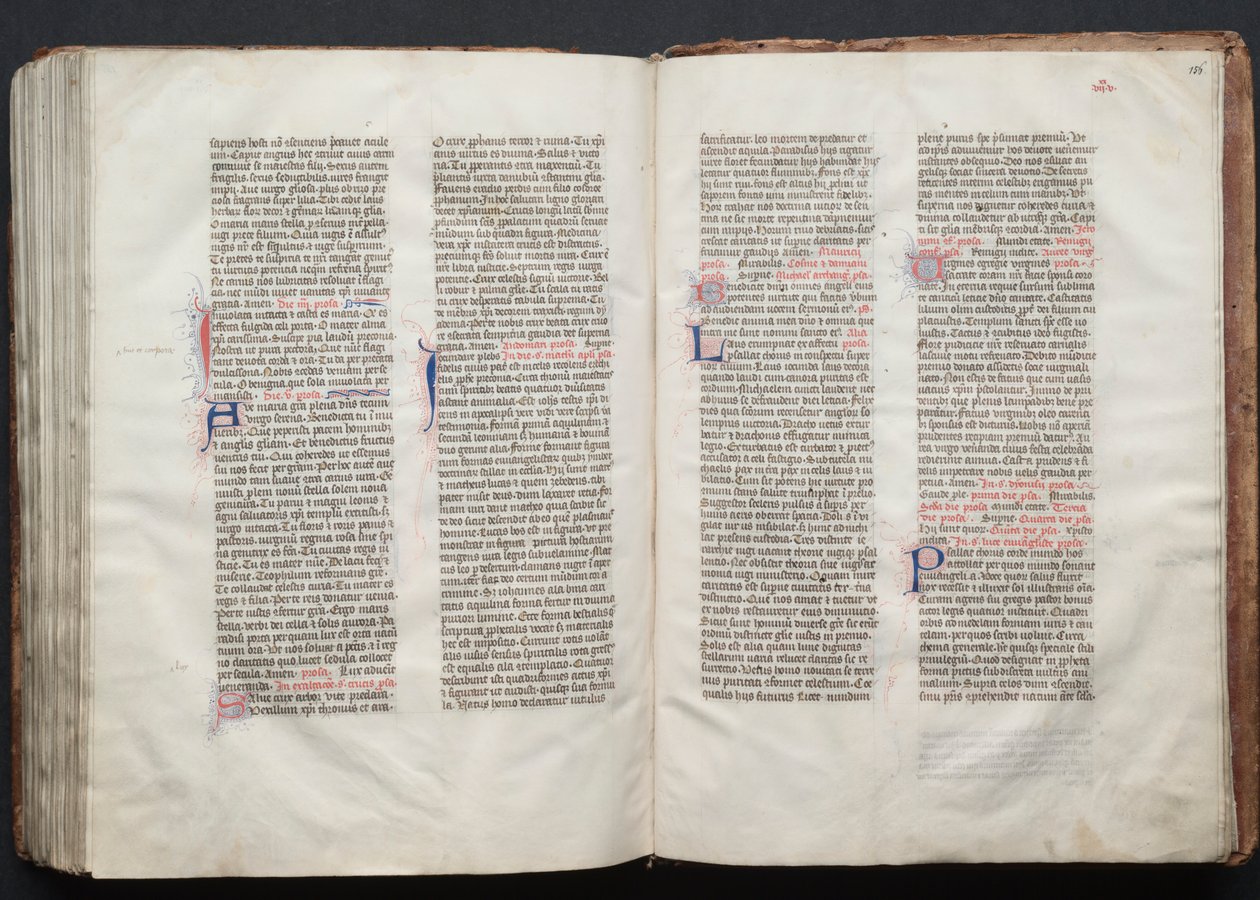 Gothan messali: Fol. 156r, teksti, c. 1375. tekijältä Master of the Boqueteaux