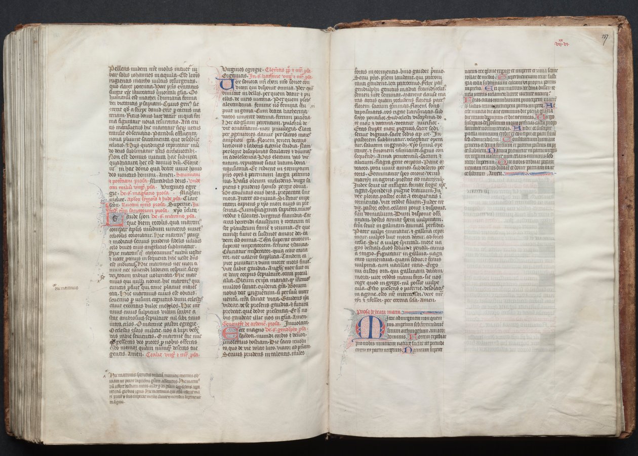 Gothan messali: Fol. 157r, teksti, c. 1375. tekijältä Master of the Boqueteaux