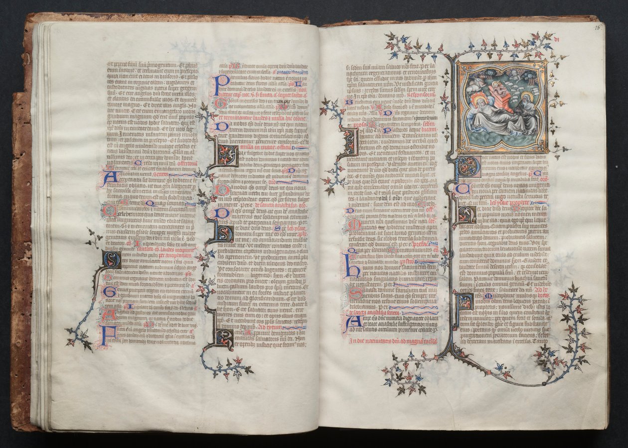 Gothan messali: Fol. 15v, teksti , c. 1375. tekijältä Master of the Boqueteaux