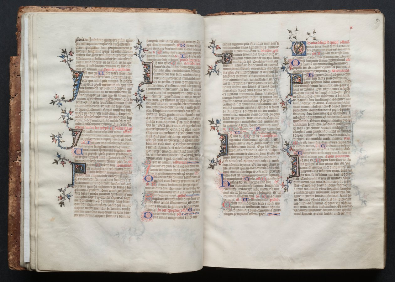 Gothan messali: Fol. 18v, teksti, c. 1375. tekijältä Master of the Boqueteaux