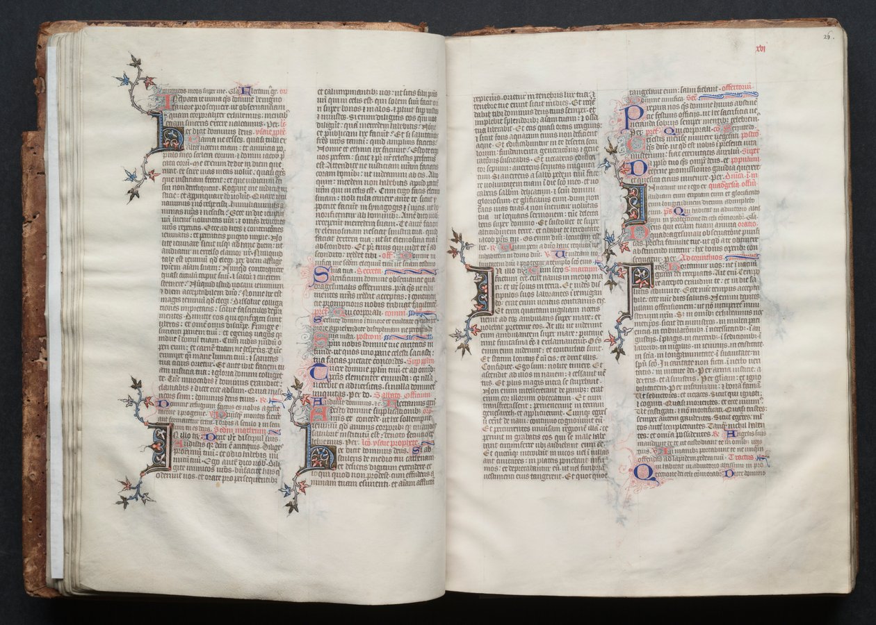 Gothan messali: Fol. 25v, teksti, c. 1375. tekijältä Master of the Boqueteaux