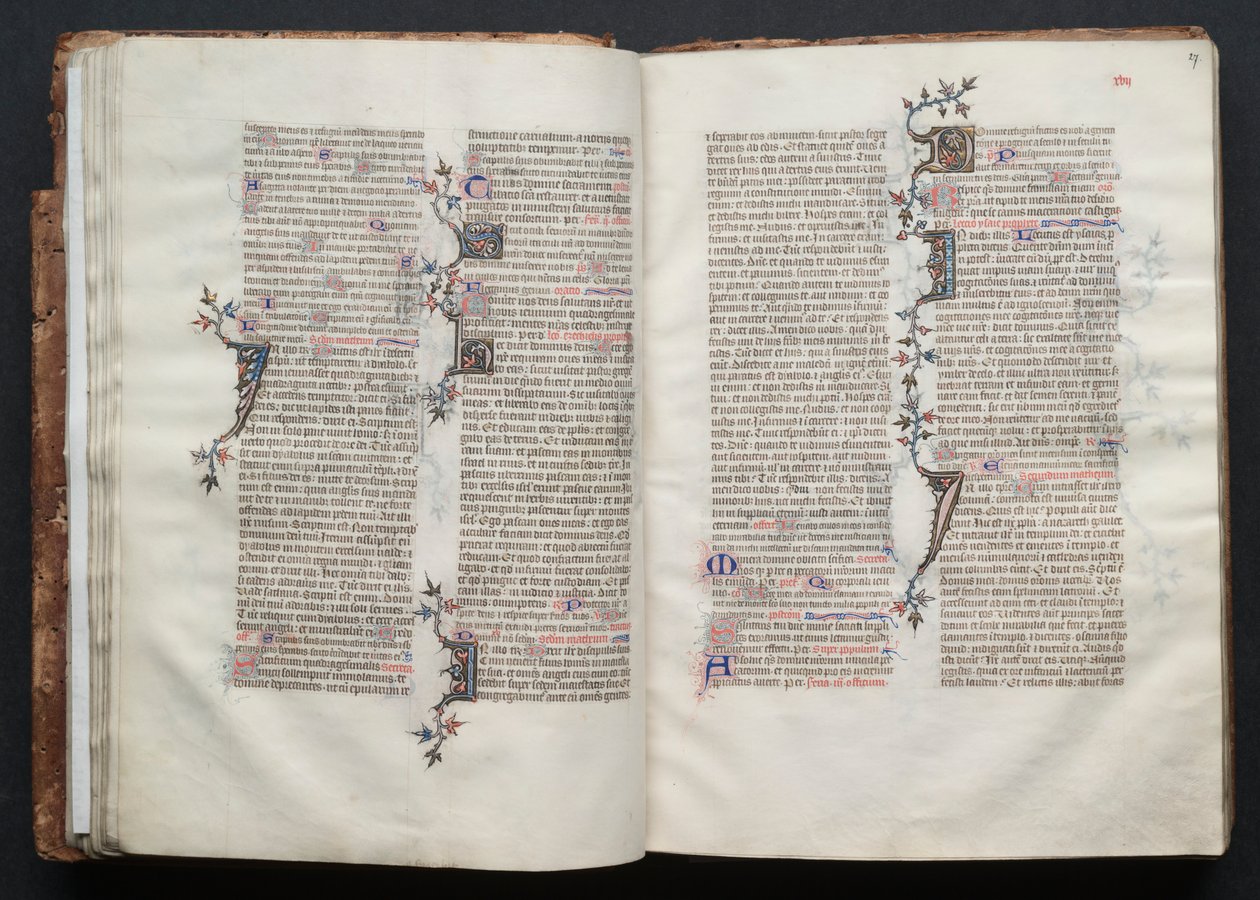 Gothan messali: Fol. 26v, teksti, c. 1375. tekijältä Master of the Boqueteaux