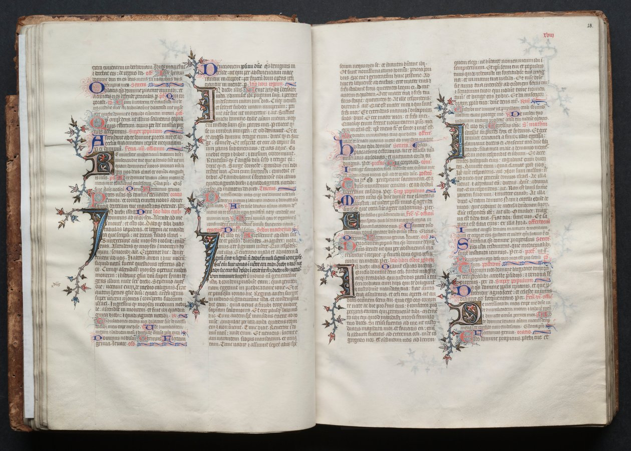 Gothan messali: Fol. 27v, teksti, c. 1375. tekijältä Master of the Boqueteaux