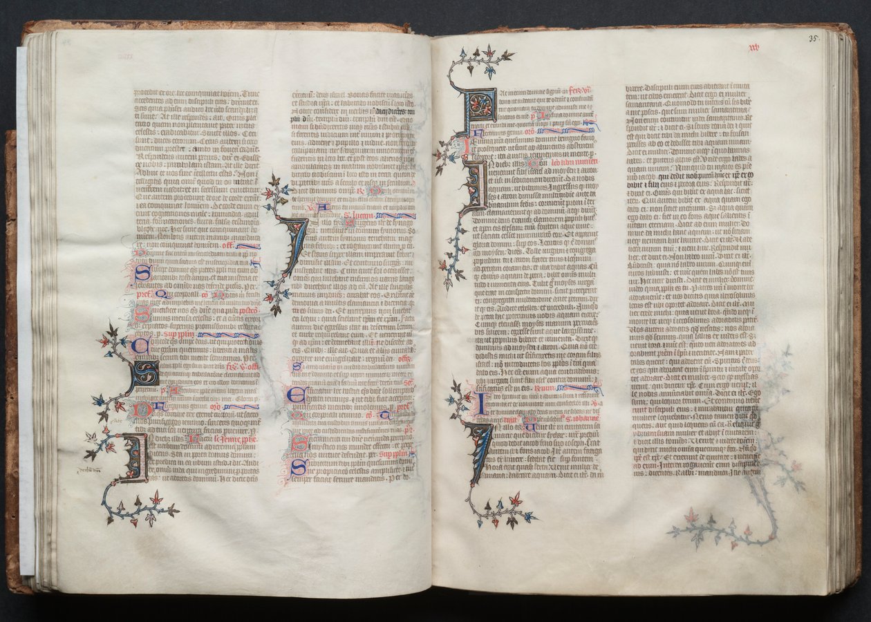 Gothan messali: Fol. 34v, teksti, c. 1375. tekijältä Master of the Boqueteaux
