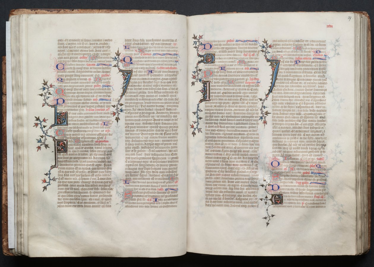 Gothan messali: Fol. 36v, teksti, c. 1375. tekijältä Master of the Boqueteaux