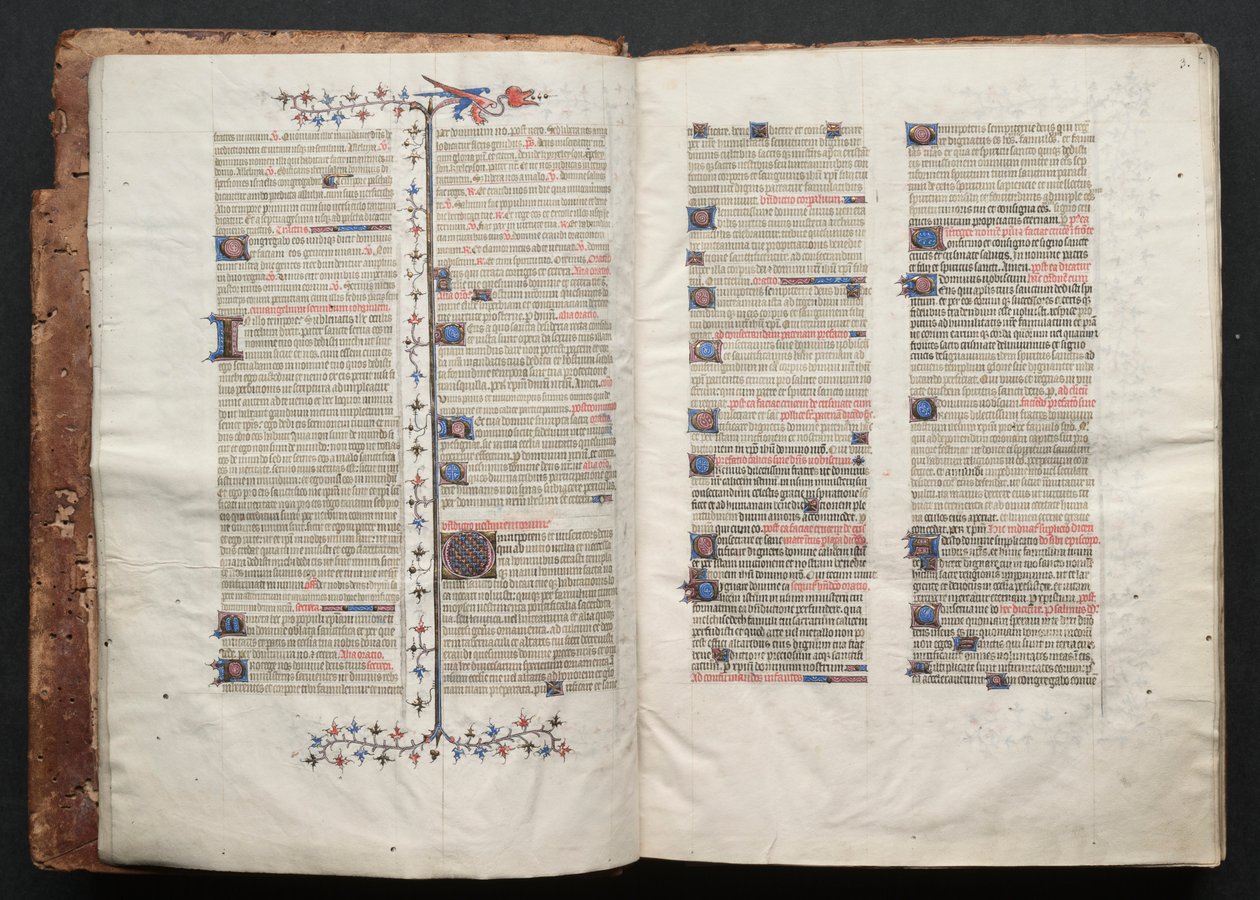 Gothan messali: Fol. 3r, teksti , c. 1375. tekijältä Master of the Boqueteaux