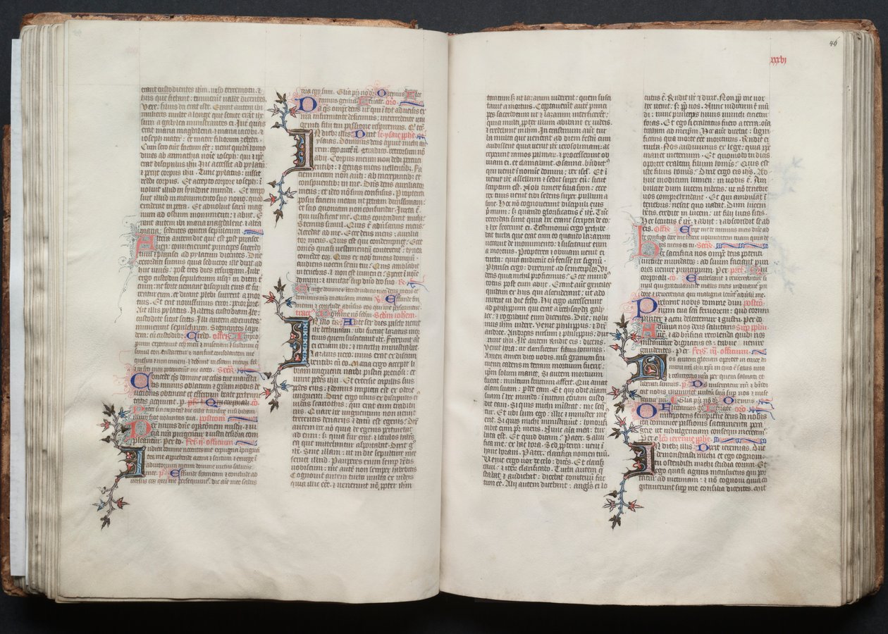 Gothan messali: Fol. 45v, teksti, c. 1375. tekijältä Master of the Boqueteaux