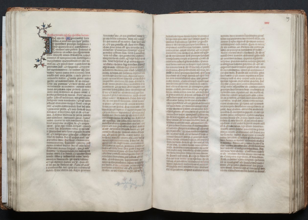 Gothan messali: Fol. 48v, teksti, c. 1375. tekijältä Master of the Boqueteaux